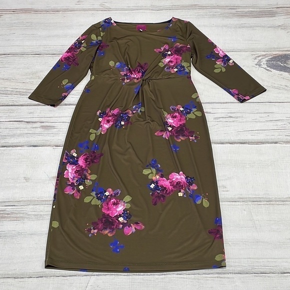 Joules Natalie Dress Long Sleeve Twist Front Midi Green Floral Size 8 - Picture 11 of 16